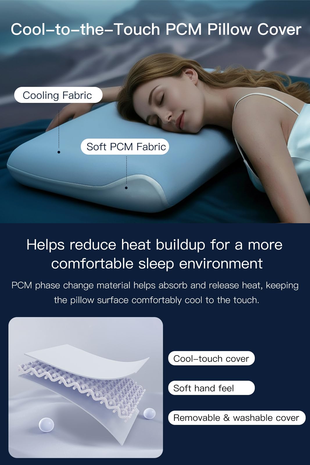 Hotel Collection Cooling Memory Foam Pillow, Queen, Blue Grey