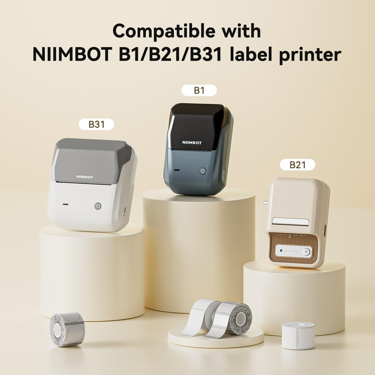 NIIMBOT Label Rolls for B1/B21/B3S, 50 x 30 mm, White (3 Rolls)