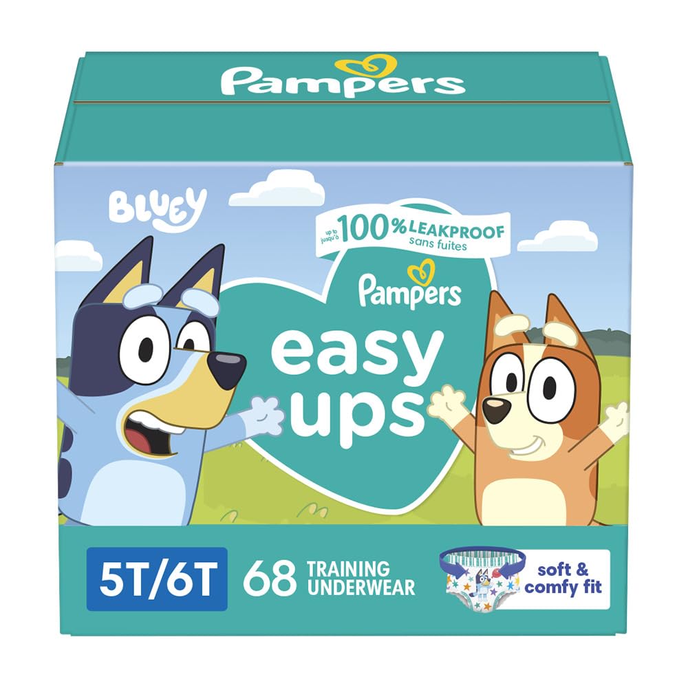 Pampers Easy Ups Bluey Training Pants, Size 7 (5T-6T), 70 Count