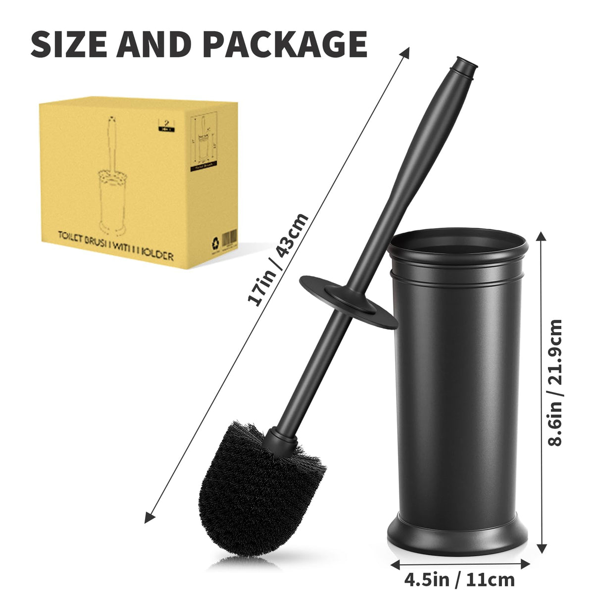 UPTRONIC Toilet Brush and Covered Holder Set, Black-02