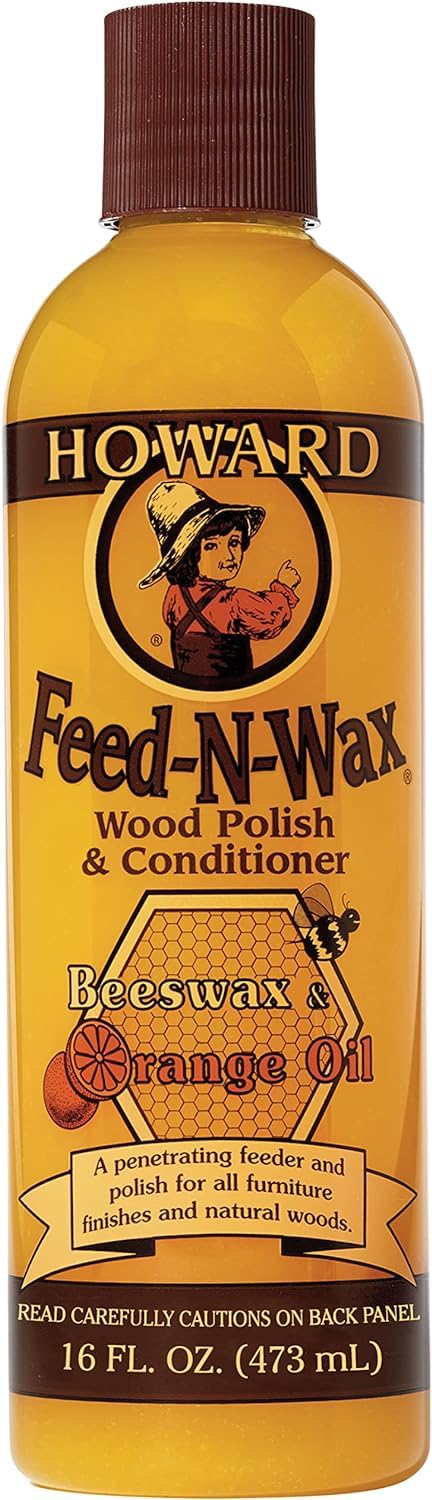 Howard FW0016 Feed-N-Wax Wood Polish and Conditioner, 16 oz, Orange