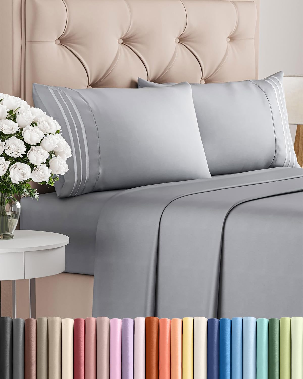 CGK Unlimited Brushed Microfibre Sheet Set, Queen, Steel Blue