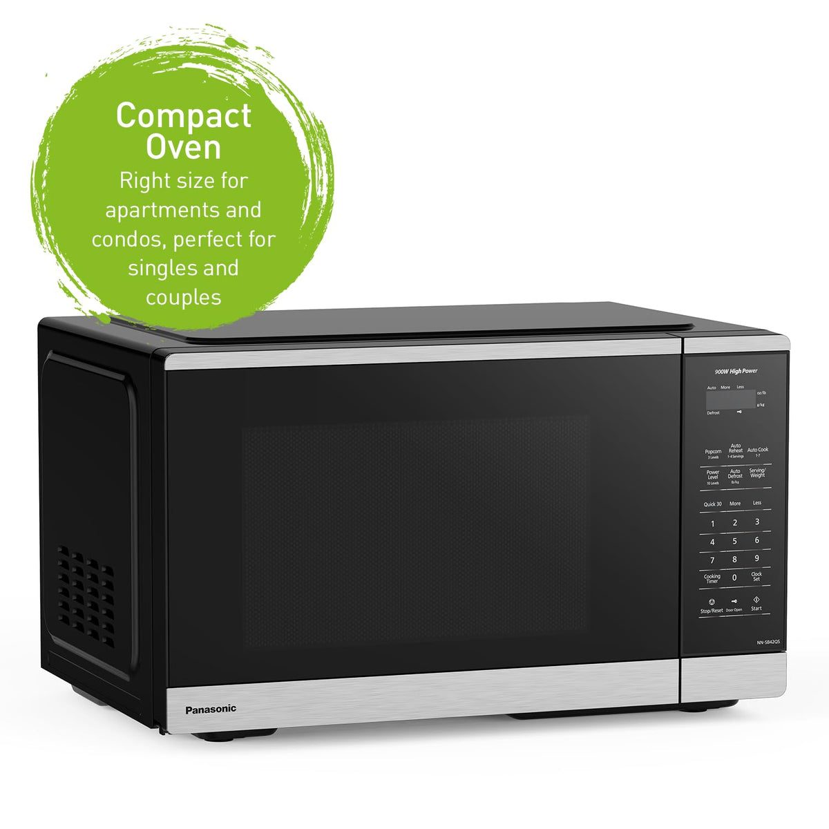 Panasonic NNSB42QSC Compact 900 W Microwave Oven, 0.9 cft, Black