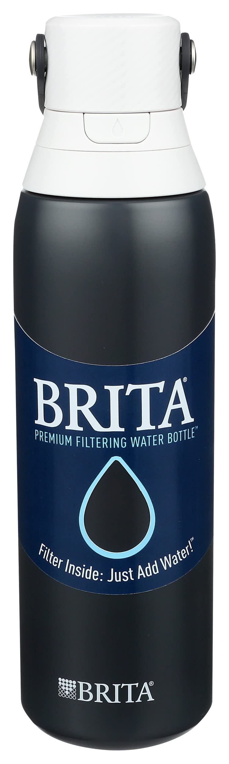 Brita Insulated Stainless Steel Filtering Water Bottle, 20 oz, Carbon