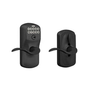 Schlage Electronic Keypad Lock, Lever Handle, Camelot, Matte Black