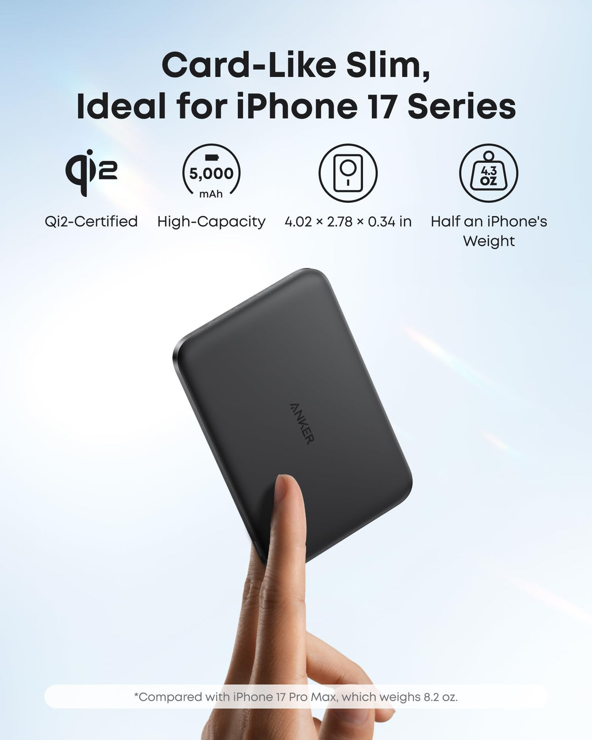 Anker Nano Magnetic Power Bank, 5,000mAh, Qi2 15W