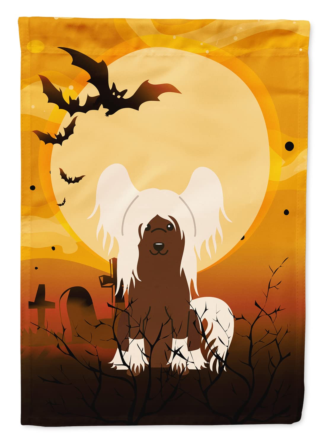 Caroline's Treasures BB4379GF Halloween Chinese Crested Cream Flag Garden Size
