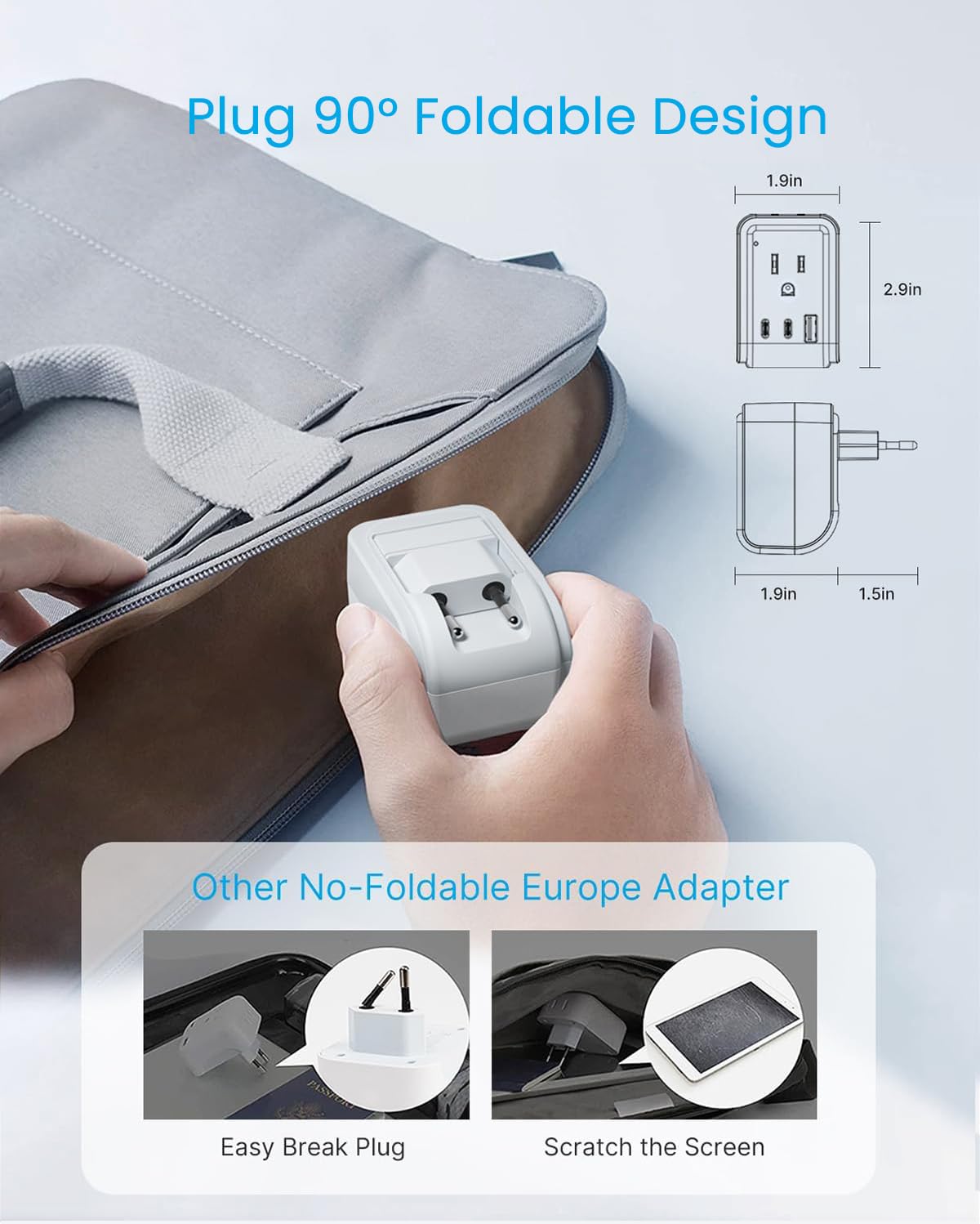 VINTAR European Travel Plug Adapter, Type C, 2-Pack