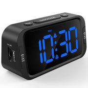 Odokee Digital Dual Alarm Clock with USB Charger, Blue
