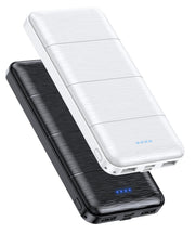 Portable Power Bank, 15000mAh Dual USB, Deep Black and White, 2 Pack