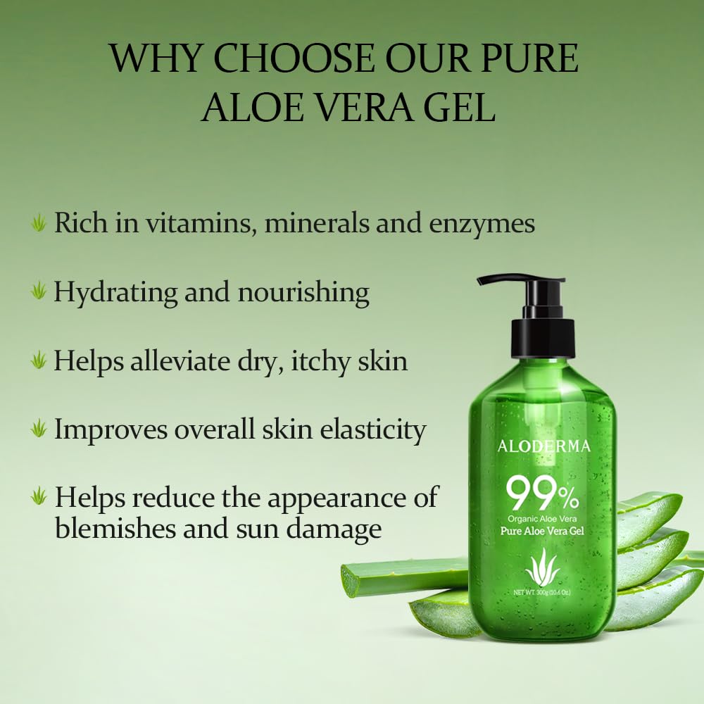 Aloderma Organic Aloe Vera Gel, 10.6 oz