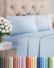 CGK Unlimited Brushed Microfibre Sheet Set, Queen, Sky Blue