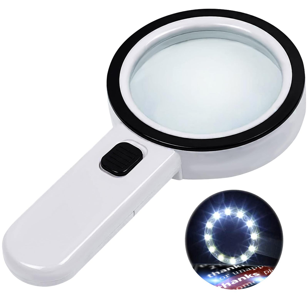 Ultra-Clear Magnifying Glass with 12 LED Light, Handheld