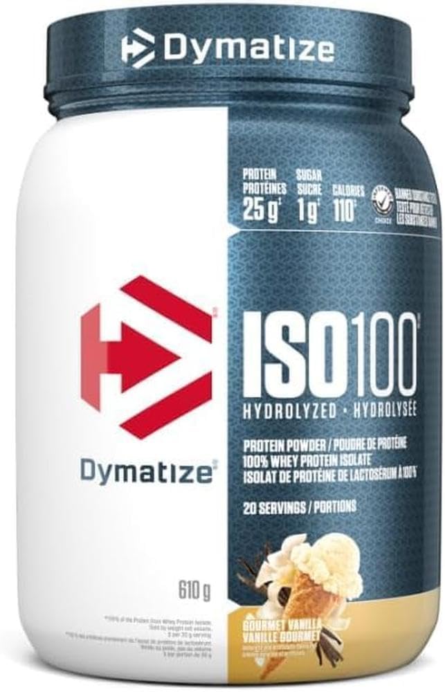 Dymatize ISO100 Hydrolyzed Whey Isolate, Gourmet Vanilla, 610g