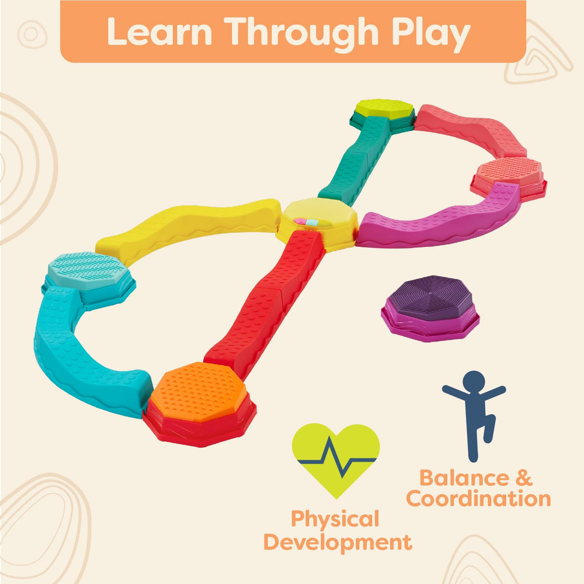 B. toys Balance Beam Set, Musical Wavy Beams, Summer