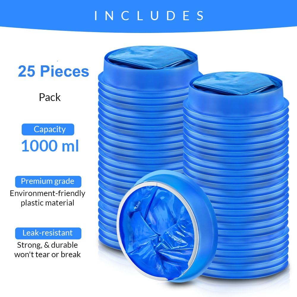 Disposable Vomit Bags, 25 Pack (1000 ml)