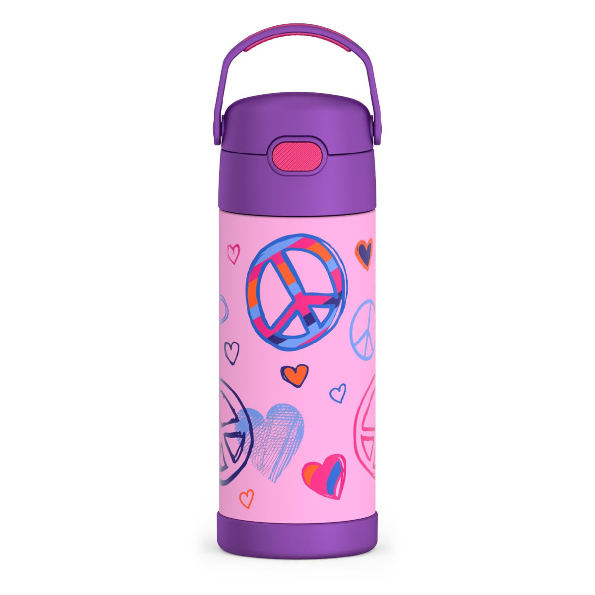 Thermos Funtainer Water Bottle with Straw, 14oz, Peace