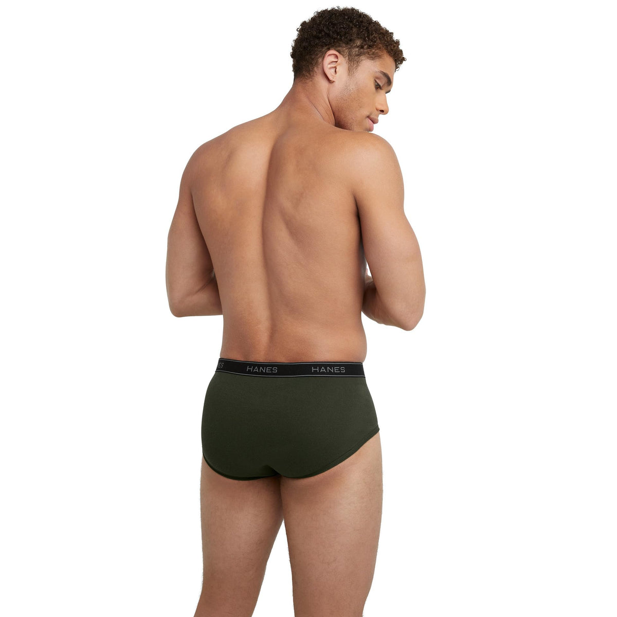 Hanes Men's Exposed Waistband Mid-Rise Briefs, 6 Pack, White/Black, S