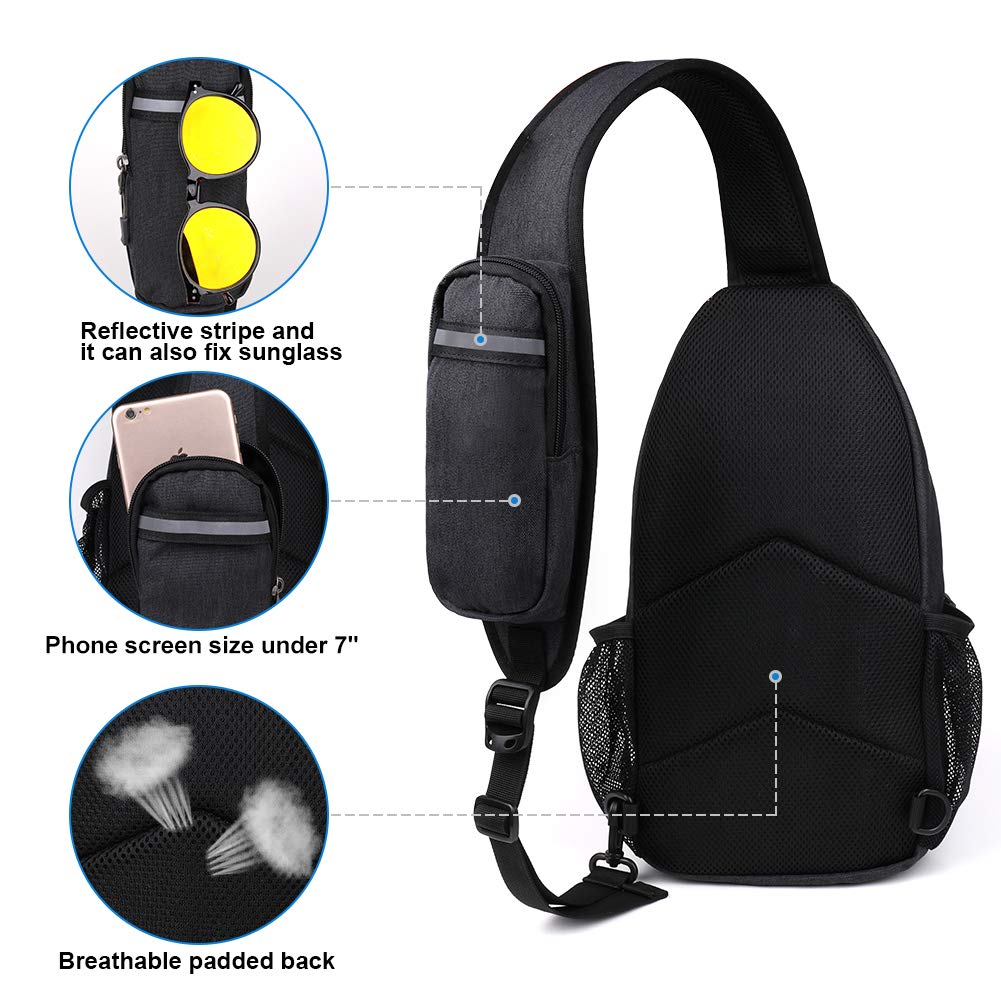 WATERFLY Sling Bag Crossbody Backpack, Black