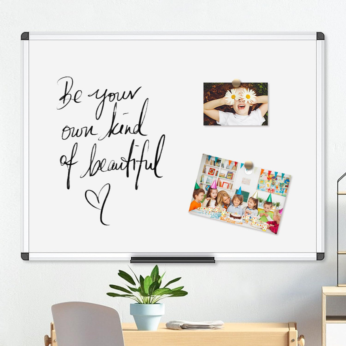 VIZ-PRO Magnetic Dry Erase Whiteboard, 24" x 18", Aluminum Frame