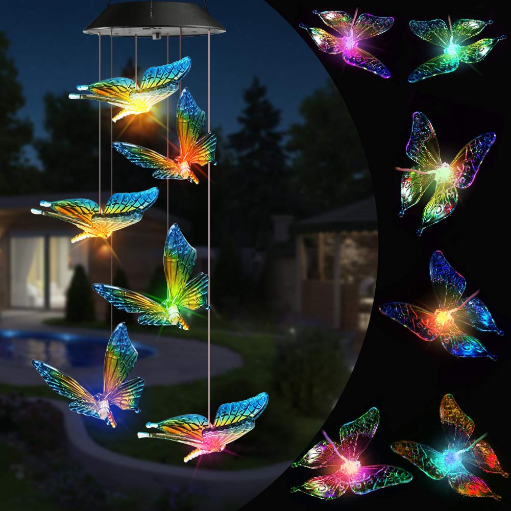 Toodour Colour Changing Solar Butterfly Wind Chimes