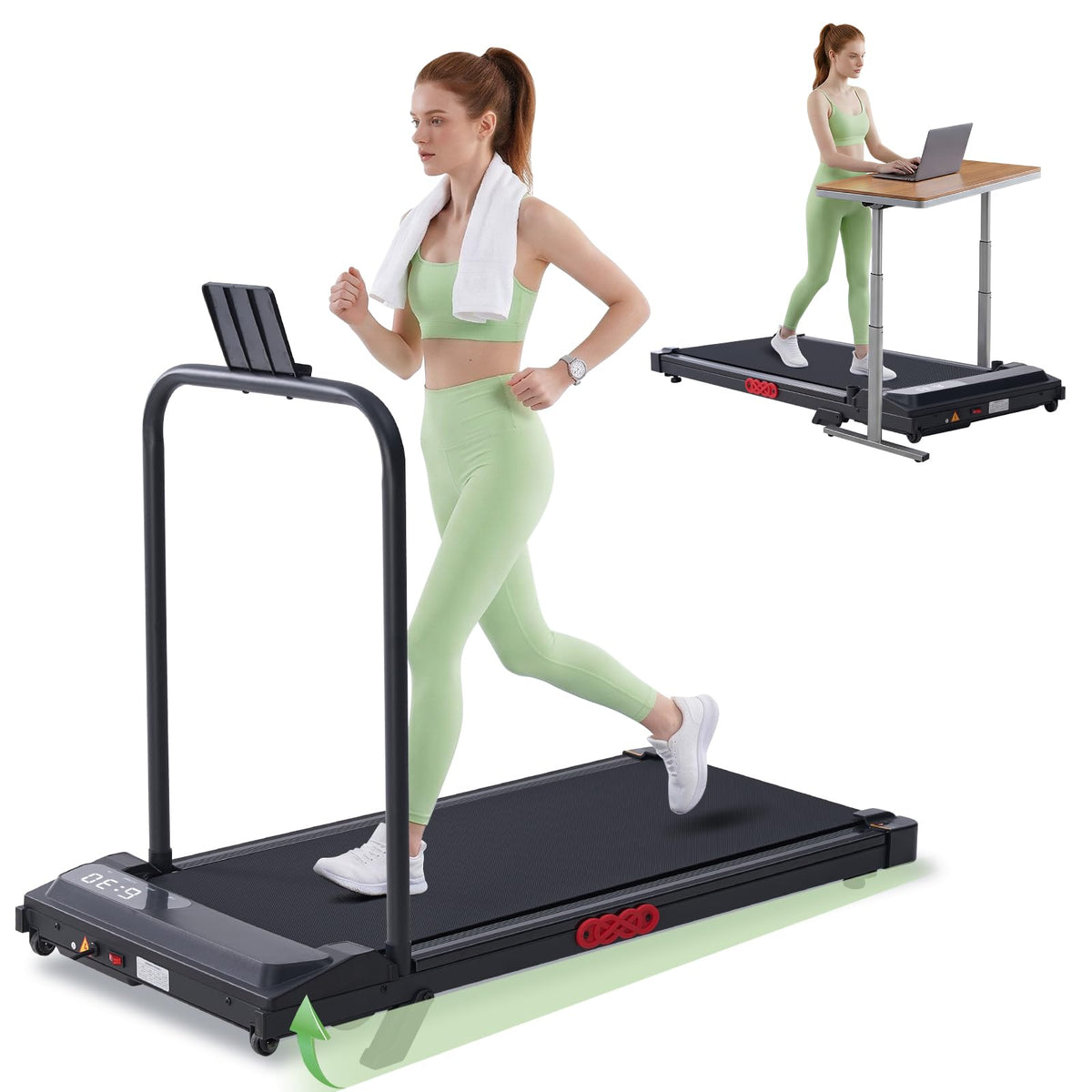 Under Desk Walking Pad Treadmill with Handle Bar, 3.0 HP, V407