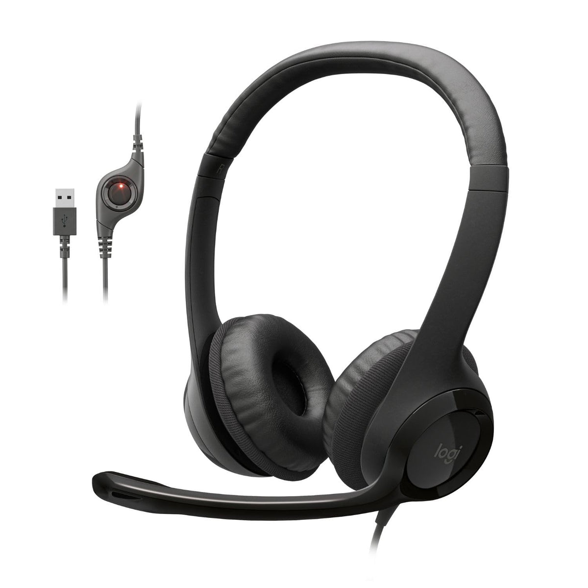Logitech H390 Wired USB Headset, Black