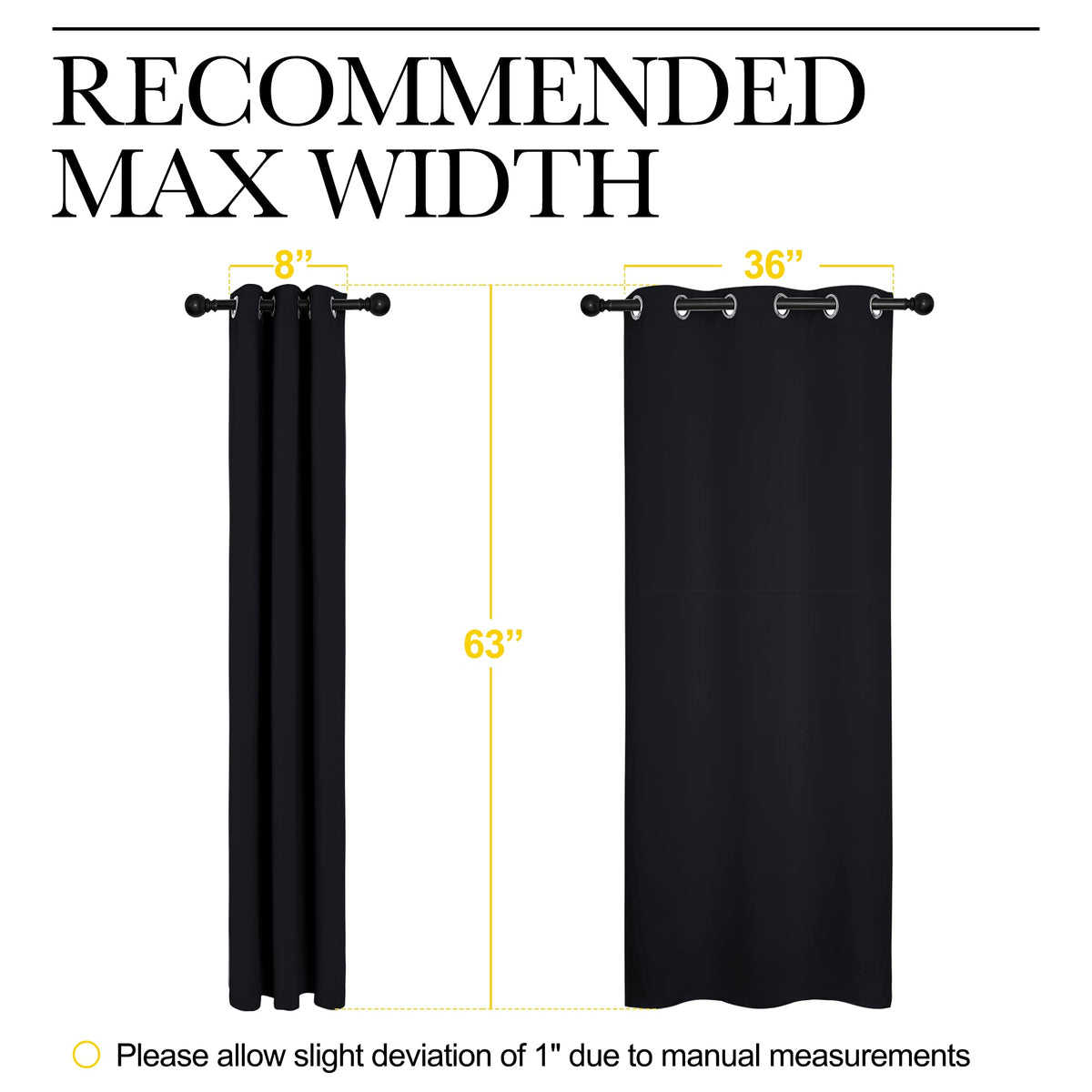 NICETOWN Thermal Blackout Curtains, Black, 42 x 63 in, 2 Panels