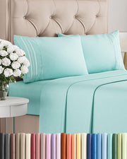 CGK Unlimited Brushed Microfibre Sheet Set, Queen, Spa Blue