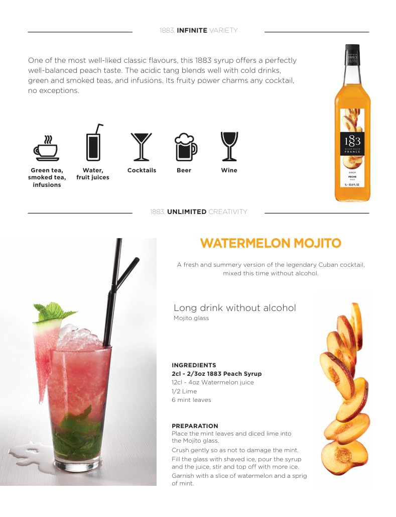 Maison Routin 1883 Peach Syrup, 1000 mL