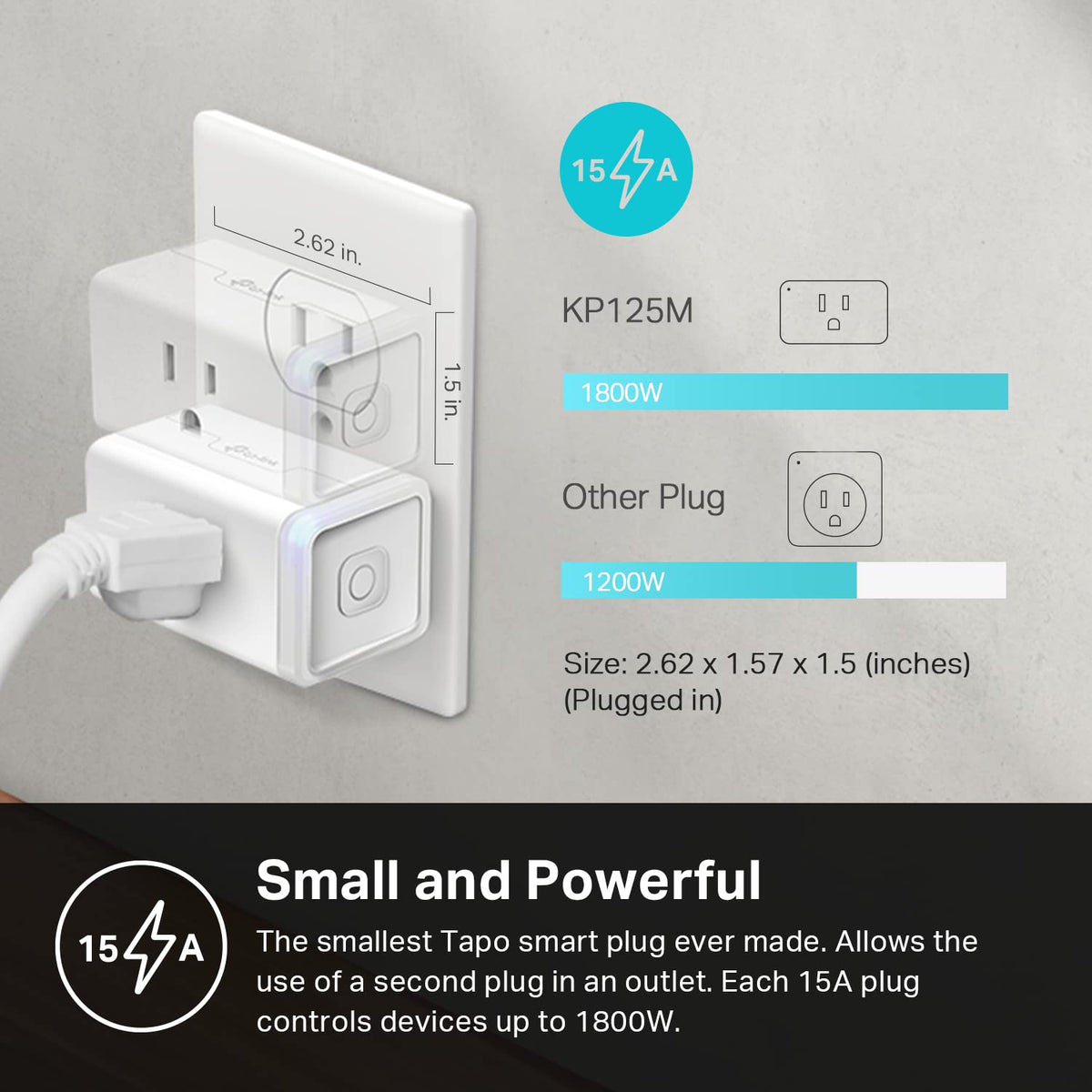 Kasa Matter Smart Plug with Energy Monitoring, KP125M, 2 Pack