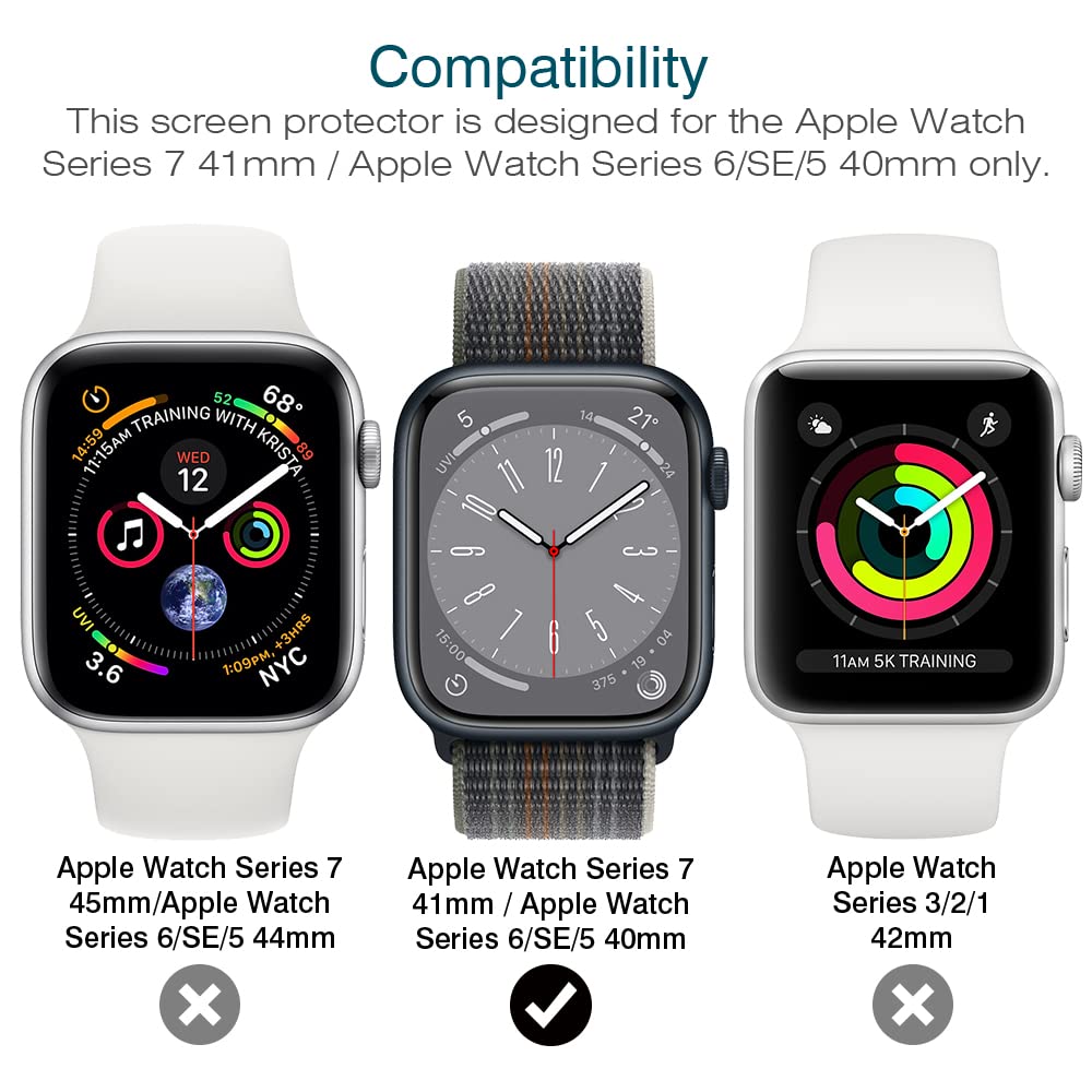 LK Screen Protector for Apple Watch 40mm/41mm, Flexible TPU, 6 Pack