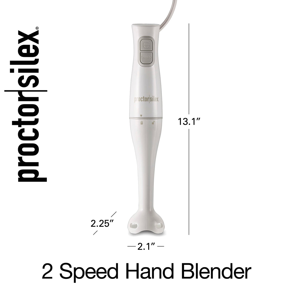 Proctor Silex Immersion Blender, 150 W, 2-Speed, White, 59739