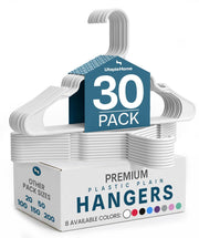 Utopia Home Plastic Hangers with Shoulder Grooves, 30-Pack, White