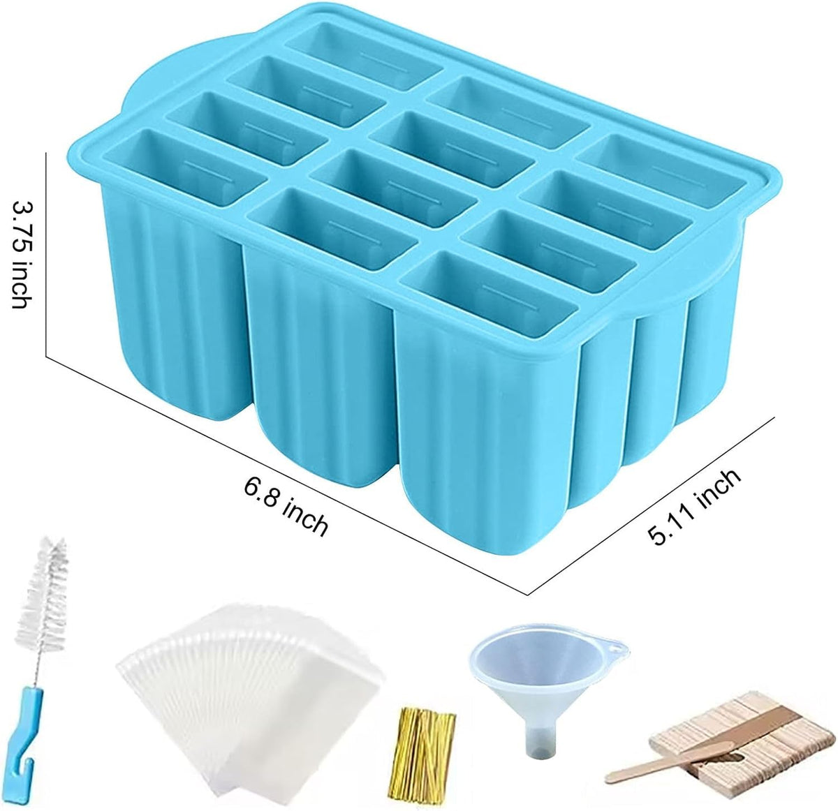 Polcanur Silicone Popsicle Molds, 12 Pieces, with 50PCS Sticks