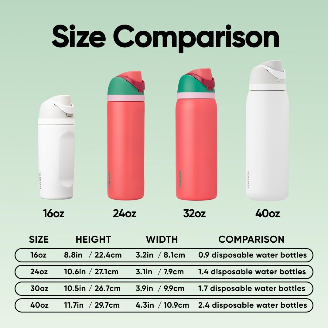 Owala FreeSip Stainless Steel Water Bottle, 24 oz, Strawberry Field