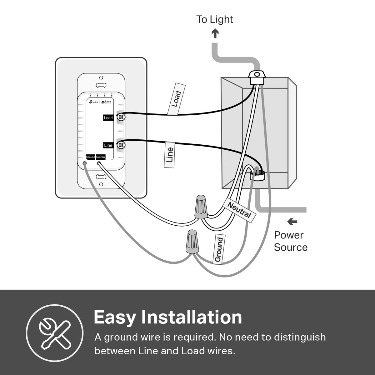Kasa Smart Wi-Fi Light Switch HS200, Single Pole, White