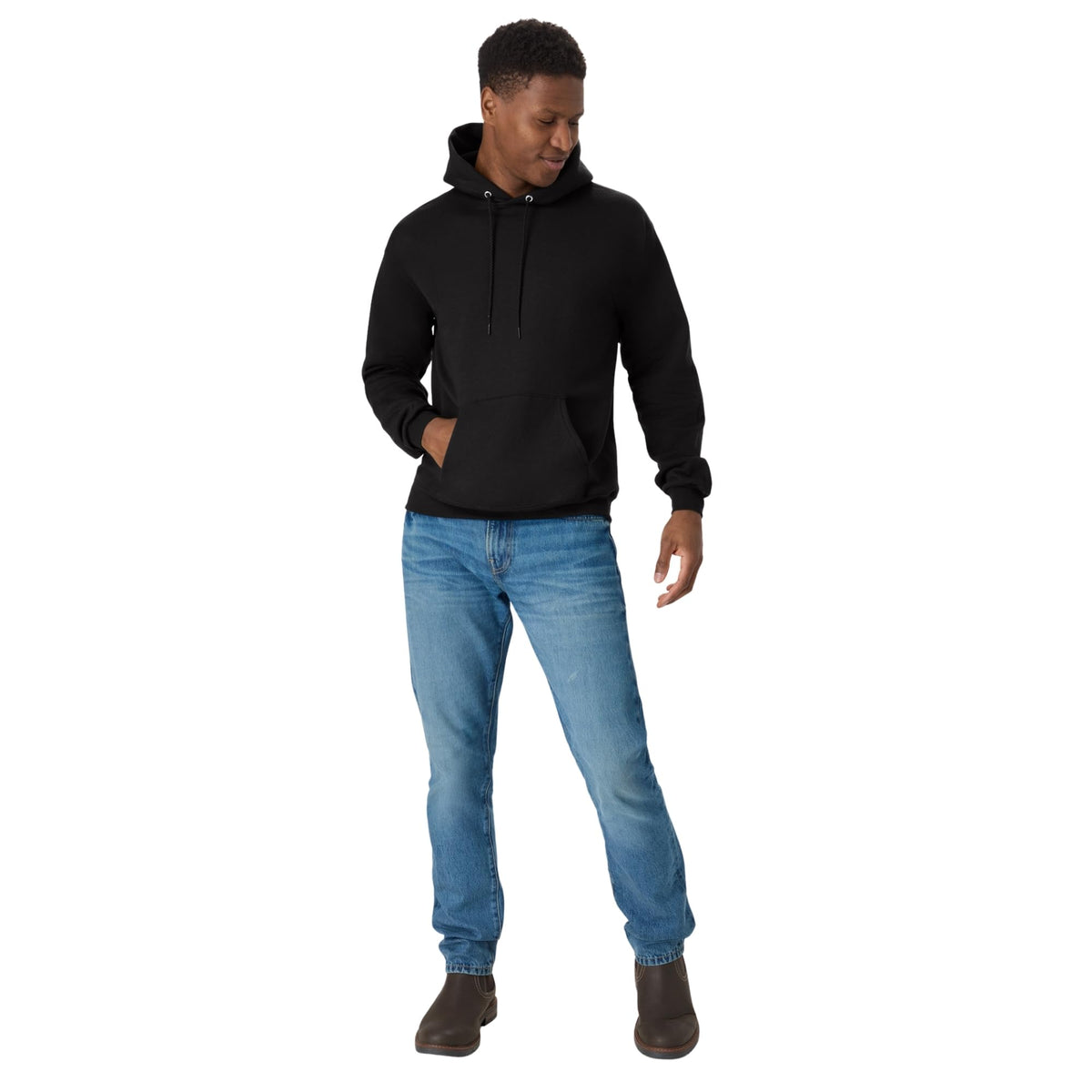 Hanes Men's Pullover EcoSmart Hooded Sweatshirt, Black, X-Large