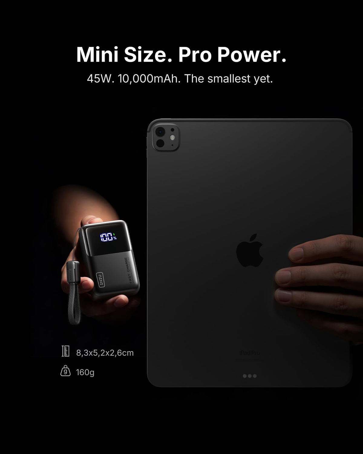 Iniu Mini Power Bank, 10000mAh, 45W Fast Charging, USB-C Cable