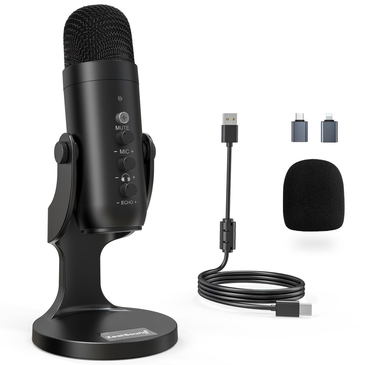 ZealSound K66 USB Podcast Microphone with Noise Reduction