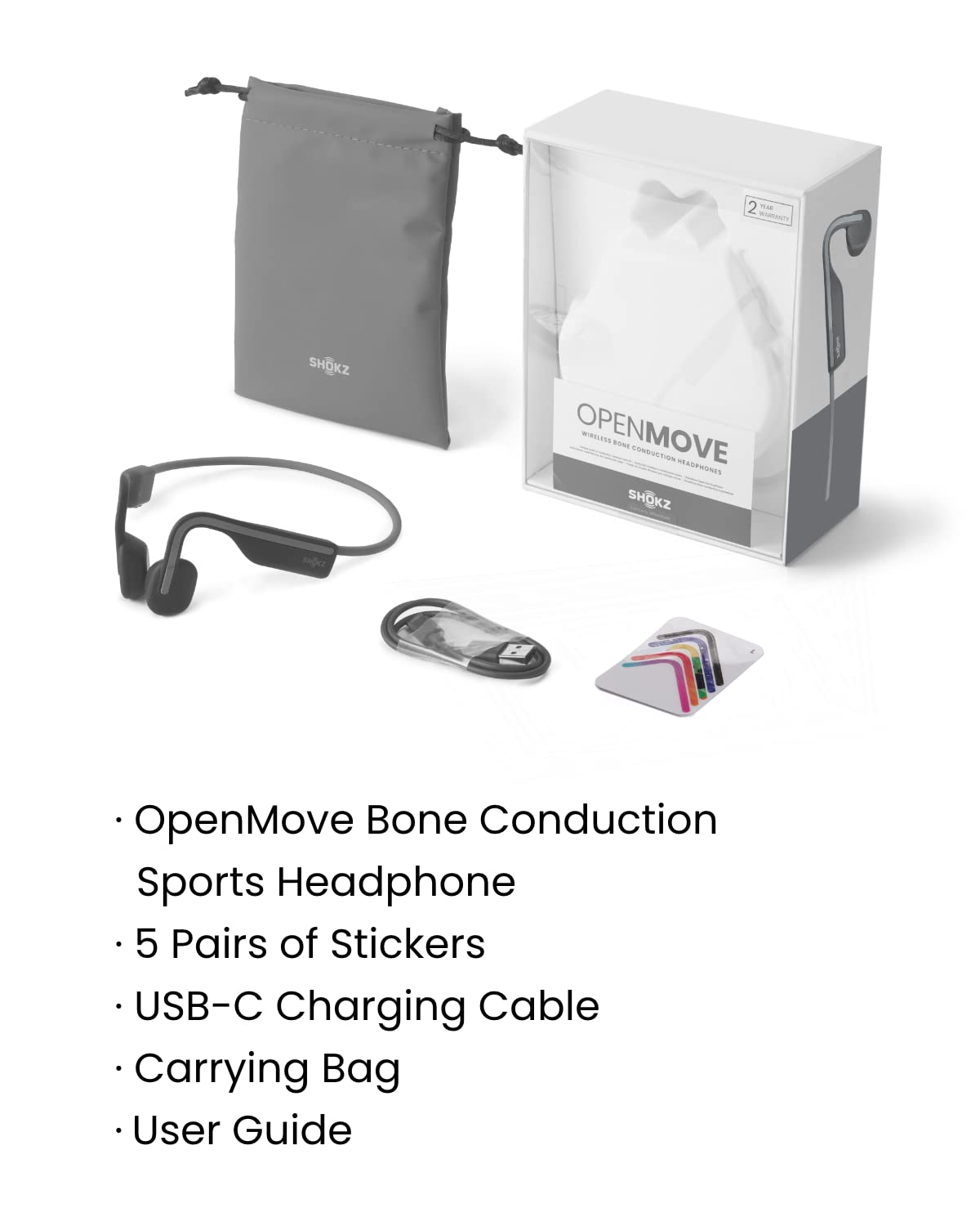 Shokz OpenMove Open-Ear Bone Conduction Headphones, Grey
