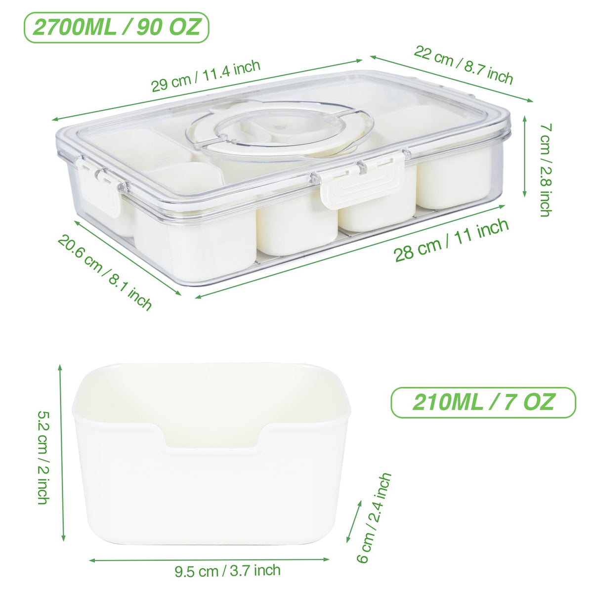 Divided Snackle Box Container with Lid & Handle