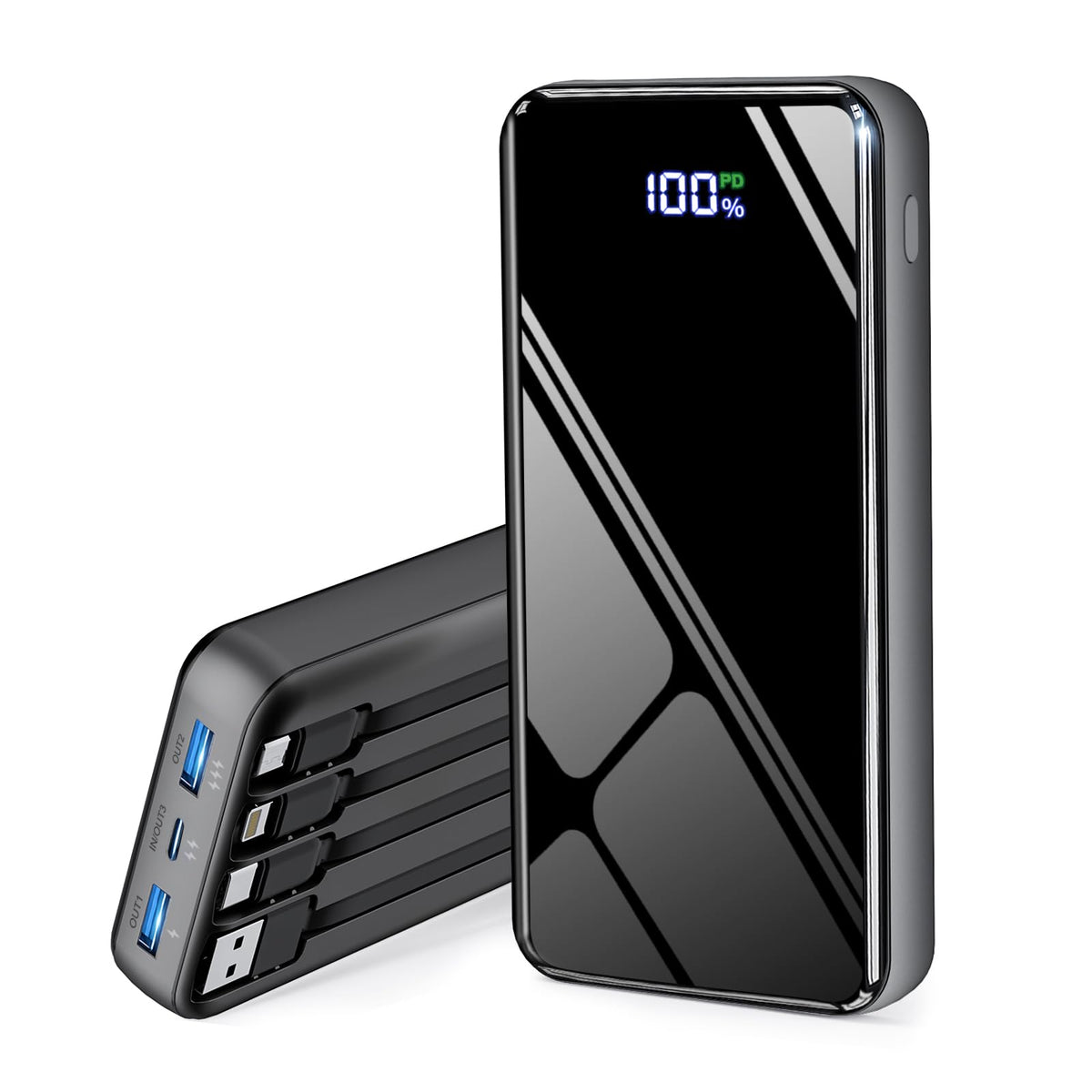 Portable Charger with Built-in Cables, 50000mAh