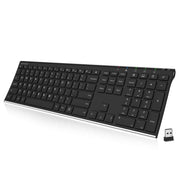 Arteck 2.4G Wireless Slim Stainless Steel Keyboard with Numeric Keypad