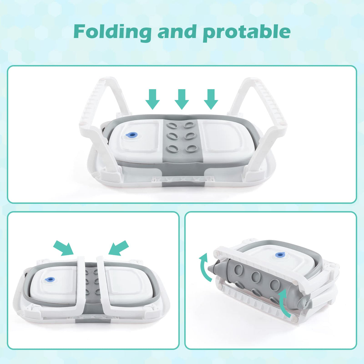 4-in-1 Newborn to Toddler Baby Bathtub with Temperature Sensor, Grey