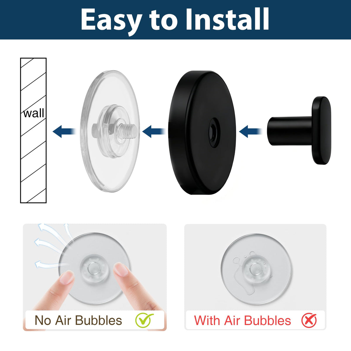 Suction Cup Shower Hooks, Matte Black (4 Pack)
