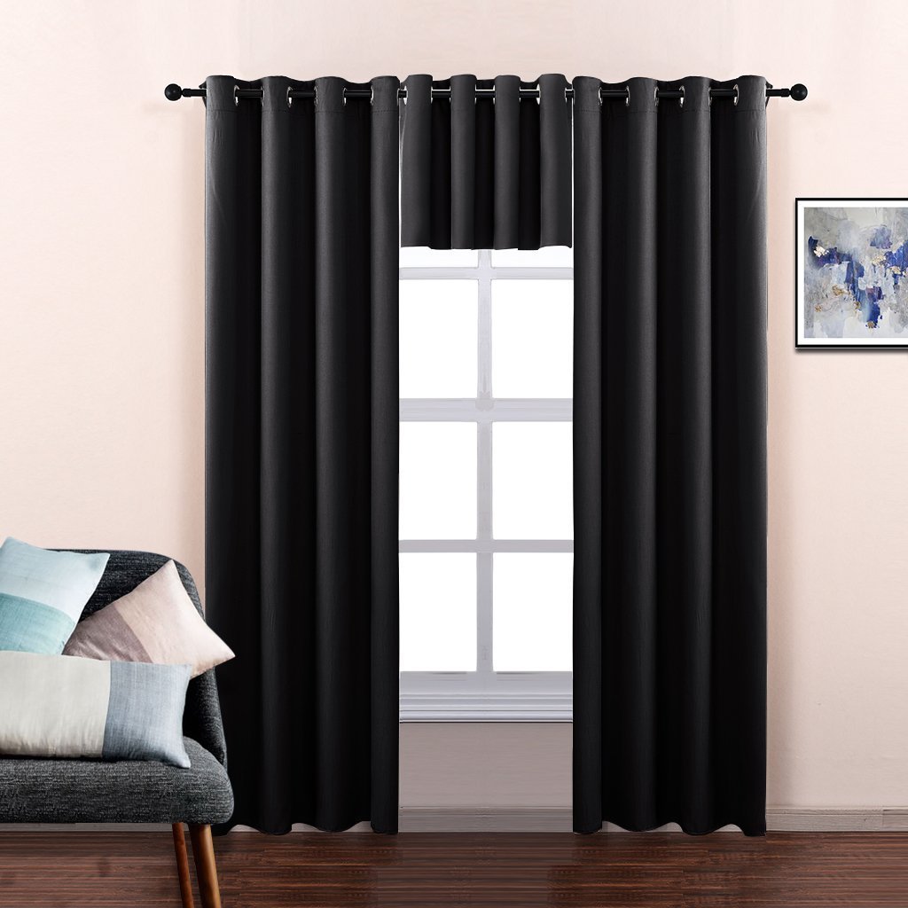 NICETOWN Blackout Valance for Small Window, 1 Pack, W52 x L36, Black