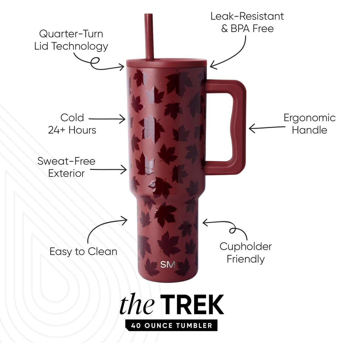 Simple Modern Halloween Tumbler with Handle, 40 oz, Leaves