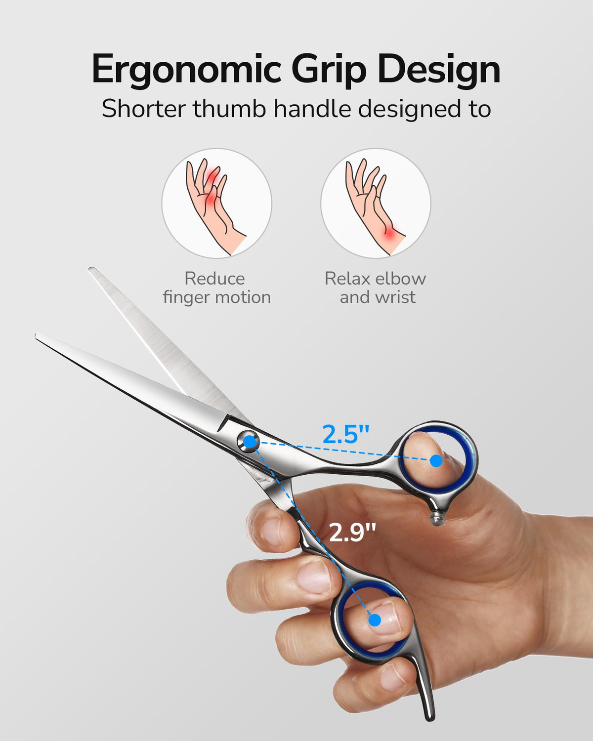 ULG Professional Hair Cutting Scissors, 6.5 inch, Right-Hand, Blue