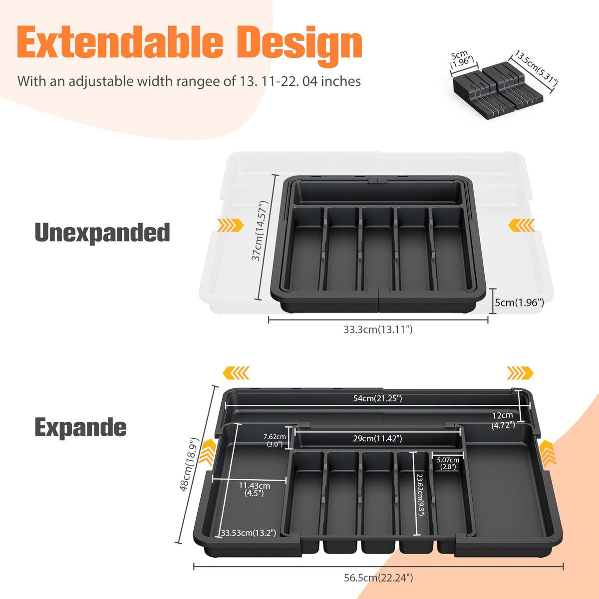 Ceecysaa Cutlery Organizer with 2 Removable Knife Blocks, Black